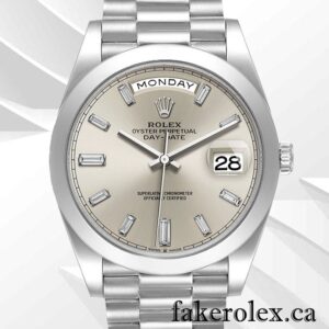 DJ Rolex Day-Date 40mm m228206-0012 Men's Silver-tone Silver Dial